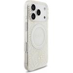 Guess IML Flowers Allover Strap MagSafe kryt pre iPhone 18 Pro, biely