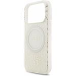 Guess IML Flowers Allover Strap MagSafe kryt pre iPhone 18 Pro, biely
