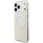 Guess IML Flowers Allover Strap MagSafe kryt pre iPhone 18 Pro Max, biely