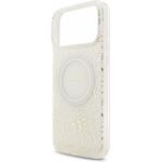 Guess IML Flowers Allover Strap MagSafe kryt pre iPhone 18 Pro Max, biely