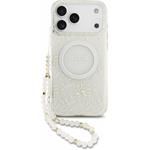 Guess IML Flowers Allover Strap MagSafe kryt pre iPhone 18 Pro Max, biely