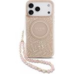 Guess IML Flowers Allover Strap MagSafe kryt pre iPhone 18 Pro Max, ružový