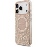 Guess IML Flowers Allover Strap MagSafe kryt pre iPhone 18 Pro, ružový