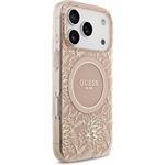 Guess IML Flowers Allover Strap MagSafe kryt pre iPhone 18 Pro, ružový