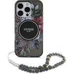 Guess IML Flowers Pearl Strap MagSafe kryt pre iPhone 16 Pro Max, čierny