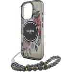 Guess IML Flowers Pearl Strap MagSafe kryt pre iPhone 16 Pro Max, čierny