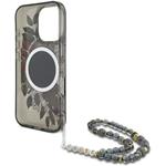 Guess IML Flowers Pearl Strap MagSafe kryt pre iPhone 16 Pro Max, čierny