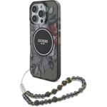 Guess IML Flowers Pearl Strap MagSafe kryt pre iPhone 16 Pro Max, čierny