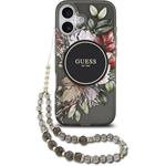 Guess IML Flowers Strap MagSafe kryt pre iPhone 17, čierny