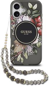 Guess IML Flowers Strap MagSafe kryt pre iPhone 17, čierny