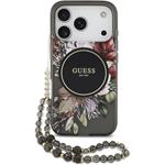Guess IML Flowers Strap MagSafe kryt pre iPhone 17 Pro, čierny