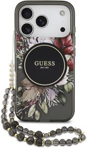 Guess IML Flowers Strap MagSafe kryt pre iPhone 17 Pro, čierny