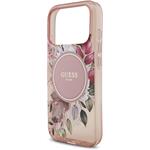 Guess IML Flowers Strap MagSafe kryt pre iPhone 17 Pro, ružový