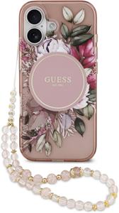 Guess IML Flowers Strap MagSafe kryt pre iPhone 17, ružový