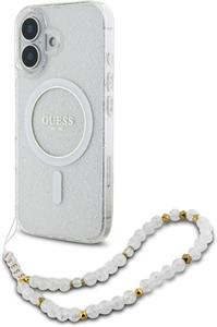 Guess IML Glitter Beads Strap MagSafe kryt pre iPhone 16, priehľadný