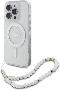 Guess IML Glitter Beads Strap MagSafe kryt pre iPhone 16 Pro Max, priehľadný