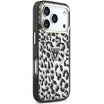 Guess IML Glitter Leopard Triangle Logo MagSafe kryt pre iPhone 18 Pro Max, čierny