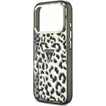 Guess IML Glitter Leopard Triangle Logo MagSafe kryt pre iPhone 18 Pro Max, čierny