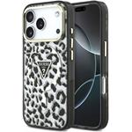 Guess IML Glitter Leopard Triangle Logo MagSafe kryt pre iPhone 18 Pro Max, čierny