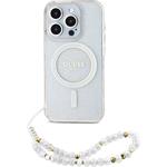 Guess IML Glitter Pearl Strap MagSafe kryt pre iPhone 15 Pro Max, transparentný