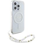 Guess IML Glitter Pearl Strap MagSafe kryt pre iPhone 15 Pro Max, transparentný