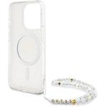 Guess IML Glitter Pearl Strap MagSafe kryt pre iPhone 15 Pro Max, transparentný