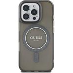 Guess IML Glitter Ring MagSafe kryt pre iPhone 16 Pro, čierny