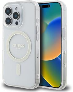 Guess IML Glitter Ring MagSafe kryt pre iPhone 16 Pro Max, transparentný