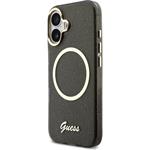Guess IML Glitter Script Strap MagSafe kryt pre iPhone 17, čierny