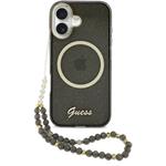 Guess IML Glitter Script Strap MagSafe kryt pre iPhone 17, čierny