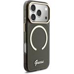 Guess IML Glitter Script Strap MagSafe kryt pre iPhone 17 Pro, čierny