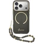 Guess IML Glitter Script Strap MagSafe kryt pre iPhone 17 Pro, čierny