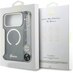 Guess IML Glitter Script Strap MagSafe kryt pre iPhone 17 Pro Max, čierny