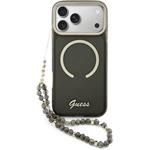 Guess IML Glitter Script Strap MagSafe kryt pre iPhone 17 Pro Max, čierny