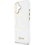Guess IML Glitter Script Strap MagSafe kryt pre iPhone 17, transparentný