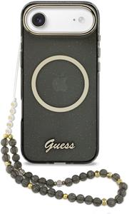 Guess IML Glitter Script Strap MagSafe kryt pre iPhone Air, čierny