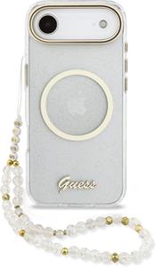 Guess IML Glitter Script Strap MagSafe kryt pre iPhone Air, transparentný