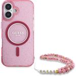 Guess IML Glitter Strap MagSafe kryt pre iPhone 16 Plus, ružový