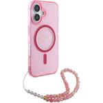 Guess IML Glitter Strap MagSafe kryt pre iPhone 16 Plus, ružový