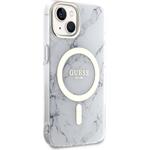 Guess IML Marble MagSafe kryt pre iPhone 13, biely