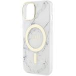 Guess IML Marble MagSafe kryt pre iPhone 13, biely
