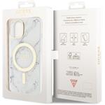 Guess IML Marble MagSafe kryt pre iPhone 13, biely