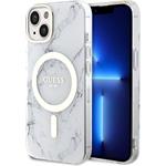 Guess IML Marble MagSafe kryt pre iPhone 13, biely