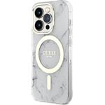 Guess IML Marble MagSafe kryt pre iPhone 13 Pro, biely