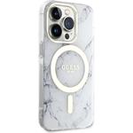 Guess IML Marble MagSafe kryt pre iPhone 13 Pro, biely