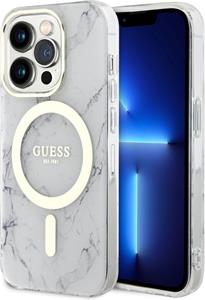 Guess IML Marble MagSafe kryt pre iPhone 13 Pro, biely