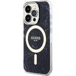 Guess IML Marble MagSafe kryt pre iPhone 13 Pro, čierny