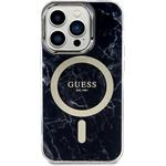 Guess IML Marble MagSafe kryt pre iPhone 13 Pro, čierny