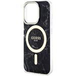 Guess IML Marble MagSafe kryt pre iPhone 13 Pro, čierny