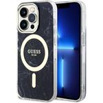 Guess IML Marble MagSafe kryt pre iPhone 13 Pro, čierny